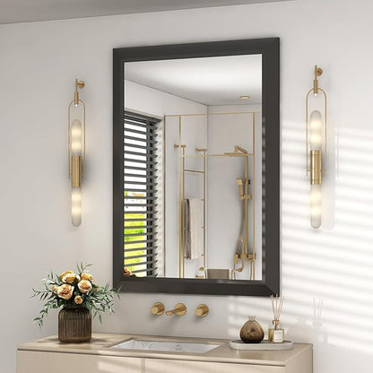 SMIROR Matte Black Bathroom Mirror
