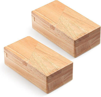 Zhanmai 2 Pack Christmas Puzzle Box Gift Wooden Magic Impossible Dovetail Box Secret Money Case Mini 3D Brain Teaser Case for Valentines Girlfriend Cash Adults Teens(Rectangle,Wood Color)