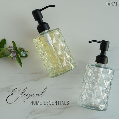 JASAI Diamond Design 12 Oz Glass Soap Dispenser