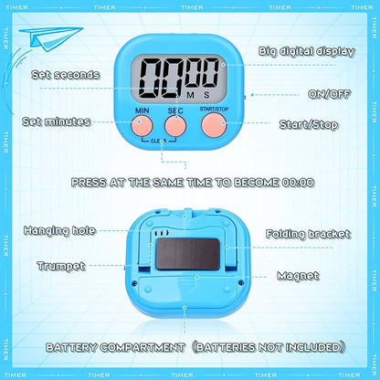 Mwellewm Digital Kitchen Timer 12 Packs Magnetic Classroom Stopwatch Timer 6