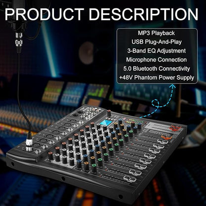 8 Channel Professional Audio Mixer