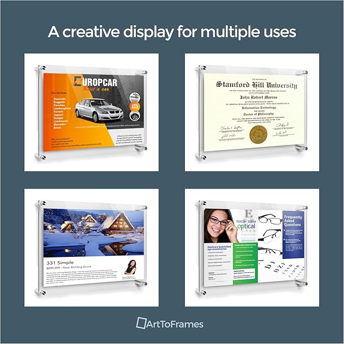 ArtToFrames 15x21 Inch Double Panel Floating Acrylic Picture Frame comes