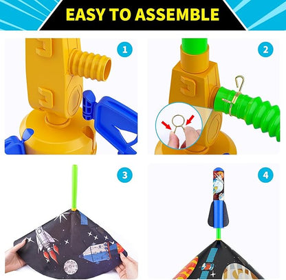 Toys Rocket Launcher for Kids - Launch up to 100 Ft, 8 Multi-Color Foam Rockets & Adjustable Launch Stand, Kids Outdoor Toys, Birthday Toys for Kids Boys Girls Age 3+ Years Old