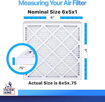 Filter King 6x5x1 Air Filter | 4-PACK | MERV 8 HVAC Pleated A/C Furnace Filters