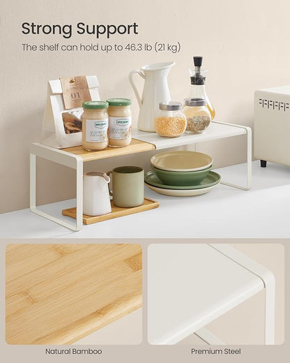 SONGMICS HOME Spice Rack, Expandable Cupboard Shelf Orgnizer, Kitchen Counter