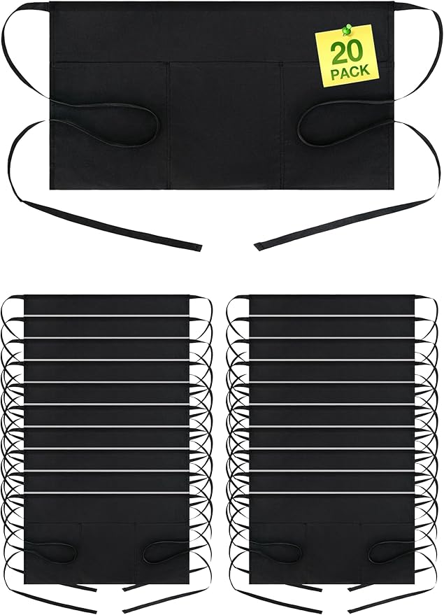 BOHARERS Waist Apron with 3 Pockets 20 Pack