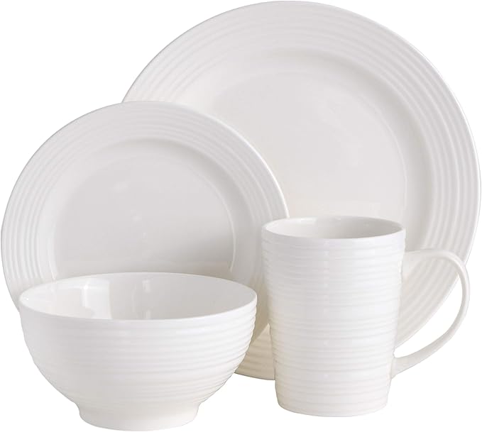 Gibson - 102504.16RM Gibson Home Amelia Court 16 Piece Dinnerware Set, White