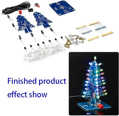 Gikfun DIY 7-Color LED 3D Christmas Tree Soldering Practice Kit - School Electronics Project, Holiday Decoration EK2178