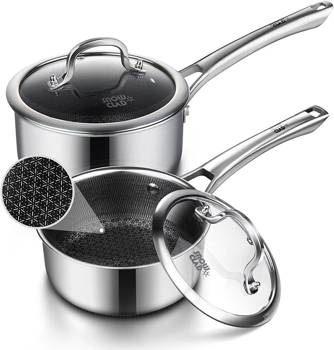 Sauce pan with lid, 1.5 Quart & 2.5 Quart Hybrid Nonstick Sauce pans set