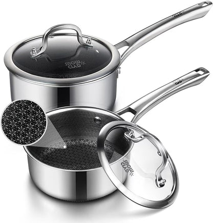 Sauce pan with lid, 1.5 Quart & 2.5 Quart Hybrid Nonstick Sauce pans set