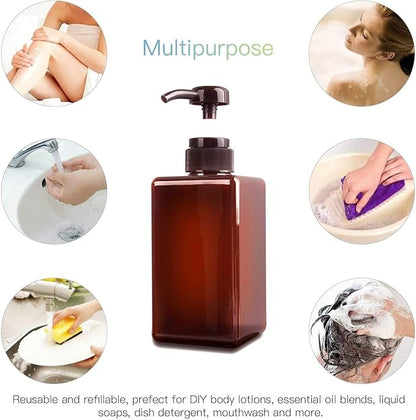 Pump Bottle, Refillable Plastic Empty Lotion Soap Dispenser Liquid Container