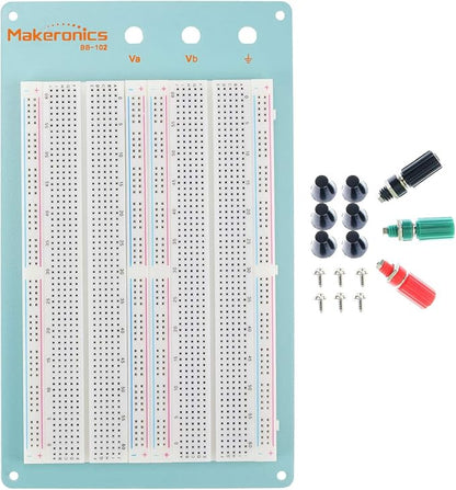 Makeronics 1660 Tie-Points Solderless Breadboard with Blue Aluminum Back Plate for Circuit/Arduino/Raspberry Pi Prototyping