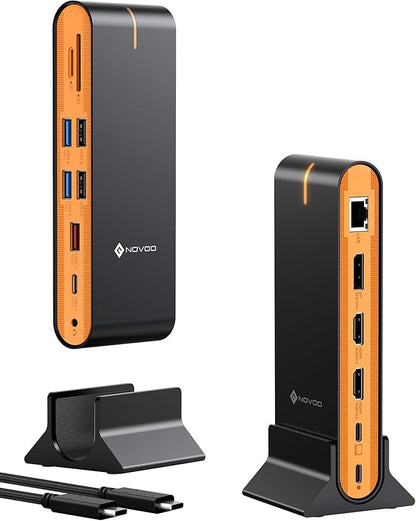 NOVOO Laptop Docking Station Dual Monitor, 15 in 1 Triple Display, 8K@30Hz DP