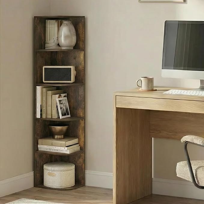 Furinno PASIR Book Shelf, 5-Tier Corner Bookshelf