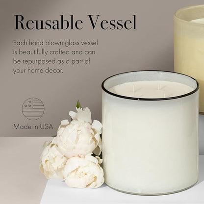 LAFCO New York Luxe 4-Wick Candle, Champagne - 86 oz - 200-Hour Burn Time - Reusable, Hand Blown Glass Vessel - Made in The USA