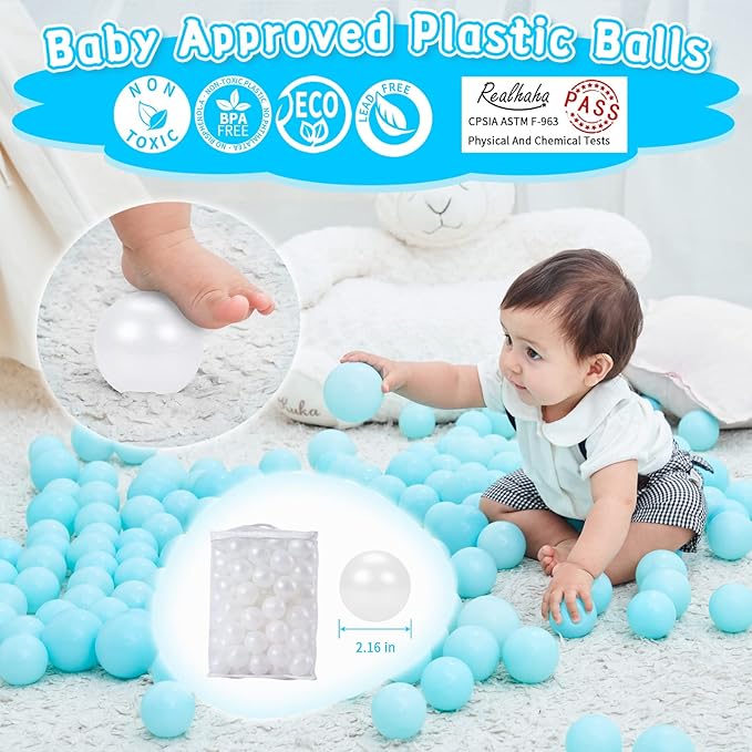 Realhaha Ball Pit Balls 50 100 200 500 Play Balls Plastic Balls for Baby Girls Toddlers Kids Play Tent Pool Playhouse Playpen Party Decoration