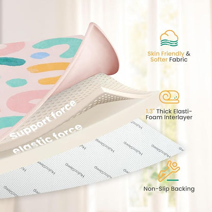 Baby Play Mat for Floor,1.3" Thick Cushioned Playpen Mat 50"x50",Extra Soft Elasti-Foam,Water Repellent Coral Velvet,Non-Slip for Crawling&Tummy Time,Infant Toddler Kids Nursery Rug(Doodle)