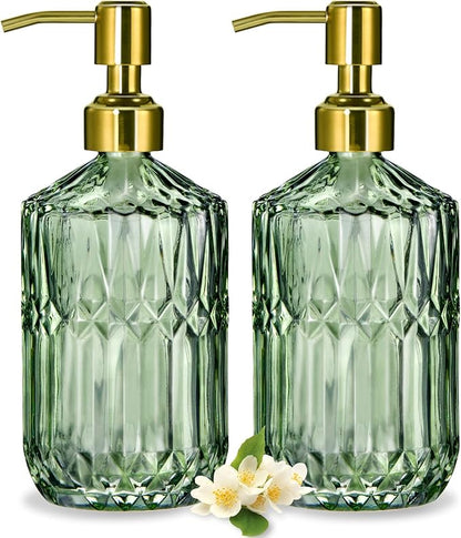 COHOSEGE 17 Oz Green Glass Kitchen Soap Dispenser