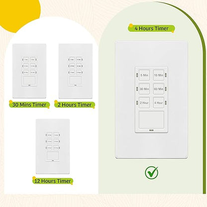 TG 4 Hour No Neutral Wire Countdown Timer Switch, 5-10-30-60 Min, 2-4 Hour