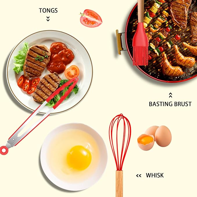 MIBOTE Silicone Cooking Utensils Kitchen Utensil Set