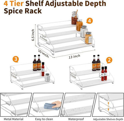BOIVSHI Tiered Spice Rack, 4 Tier Spice Shelf Organizer
