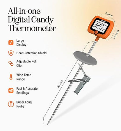 Digital Candy Thermometer with Pot Clip, Instant Read Kitchen Thermometer