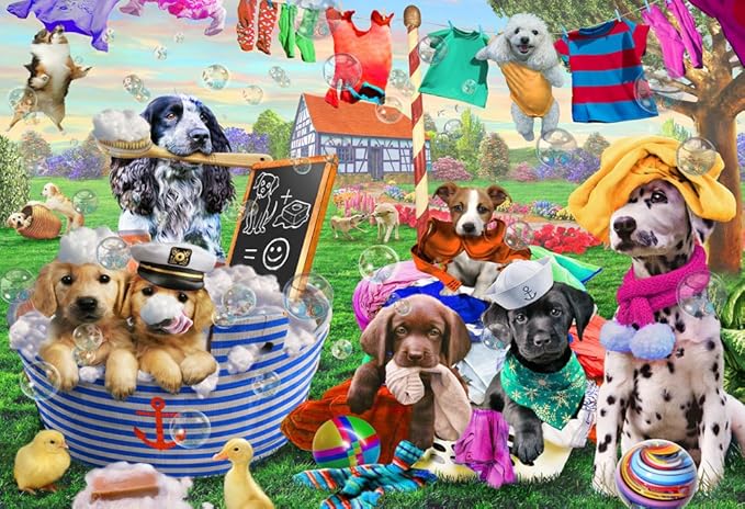 Laundry Day Jigsaw Puzzle 100 Piece by Vermont Christmas Company - Larger Pieces Perfect for Kids & Seniors