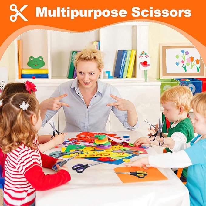 Scissors for Office School Supplies, Hnncugty 8" Scissors All Purpose Bulk Set