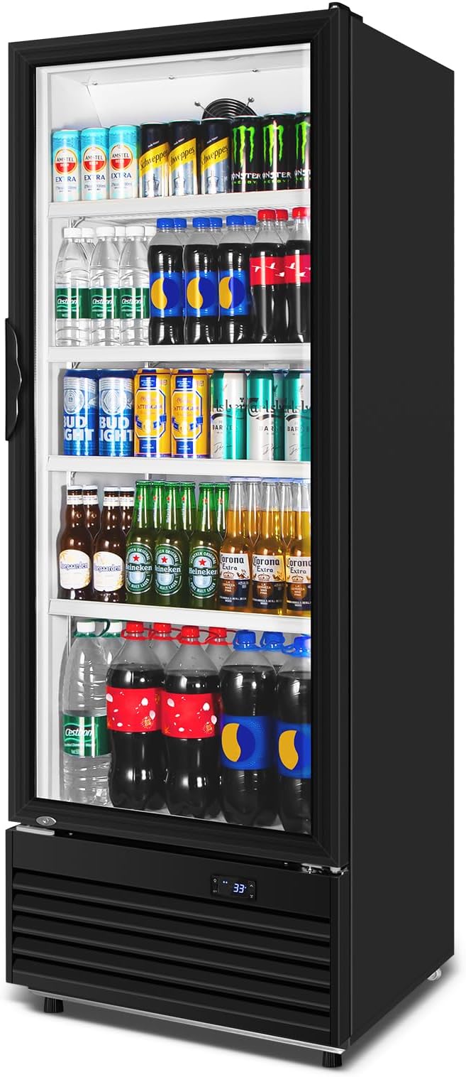Commercial Beverage Refrigerator, 24.5 Inch 15 Cu. Ft. Drink Fridge, Display