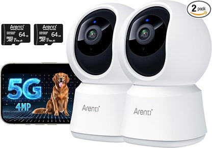 ARENTI 5G Indoor Security Camera 2 Pack, 4MP Pet Camera
