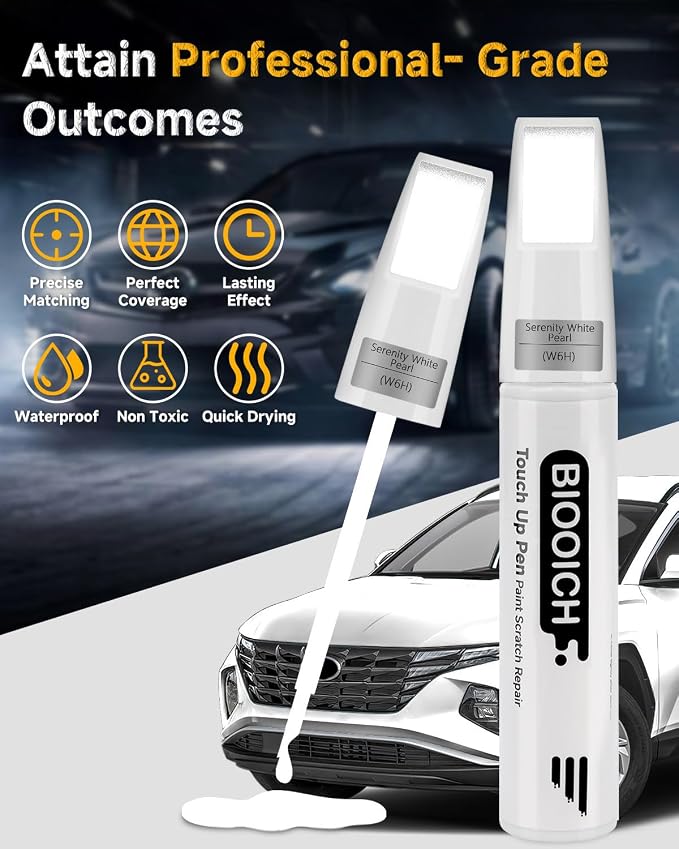 Touch Up Paint Pen Exact Color Match Car Chip and Scratch Repair (for Hyundai, Serenity White Pearl(W6H))