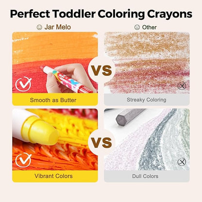 Jar Melo Jumbo Crayons for Toddlers, 24 Colors TwistJoy Non Toxic Washable Crayon, Easy to Hold Large Crayons, Safe for Babies and Children Gifts