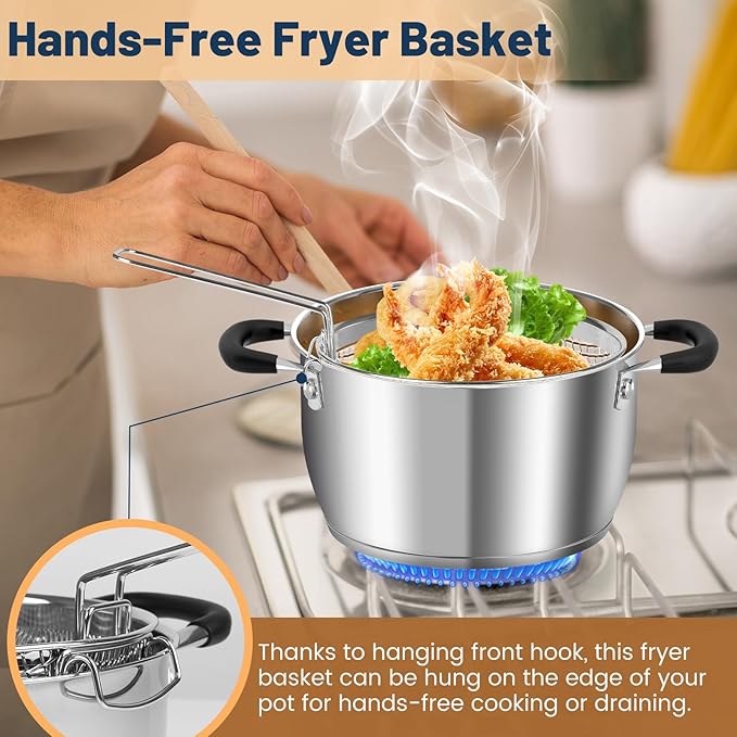 AOSION 6 Quart Stainless Steel Stock Pot