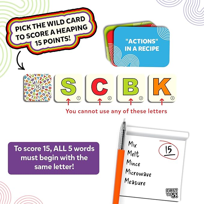 Skillmatics Board & Card Game - First to 5, Category Game with a Twist, Quick Thinking, Perfect for Parties, Christmas, Family Game Nights, Gifts for Kids, Teens, Adults, Ages 8, 9, 10 & Up