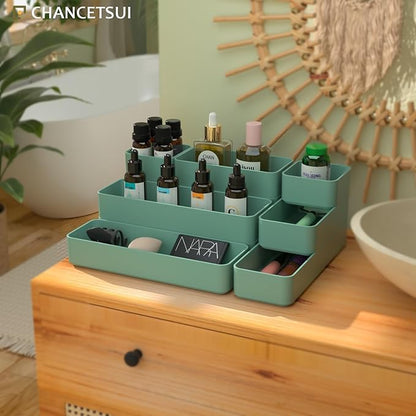 CHANCETSUI 9 Pcs Stackable Drawer Organizer Trays Set, Desk Drawer Organizer