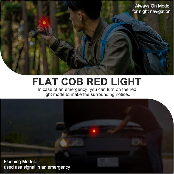 ULTRAFIRE EDC Flat Flashlight, 300 Lumen Rechargeable Magnetic Compact Pocket Light with Clip, 4-Mode Dual-Light LED Flashlight for Outdoor, Work, Emergency Gear S2