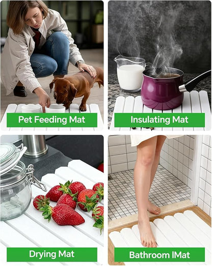 White Stone Drying Mat for Kitchen Counter, Diatomaceous Dish Drying Mat 16x24