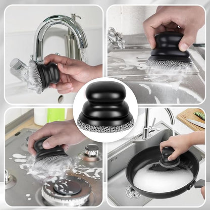 Onewly Cast Iron Scrubber and Scraper, Chain Mail Scrubber Cast Iron for Cleaning Dishes, Stock Pots, Pans, Griddles, Grills, Dish Scouring Pads