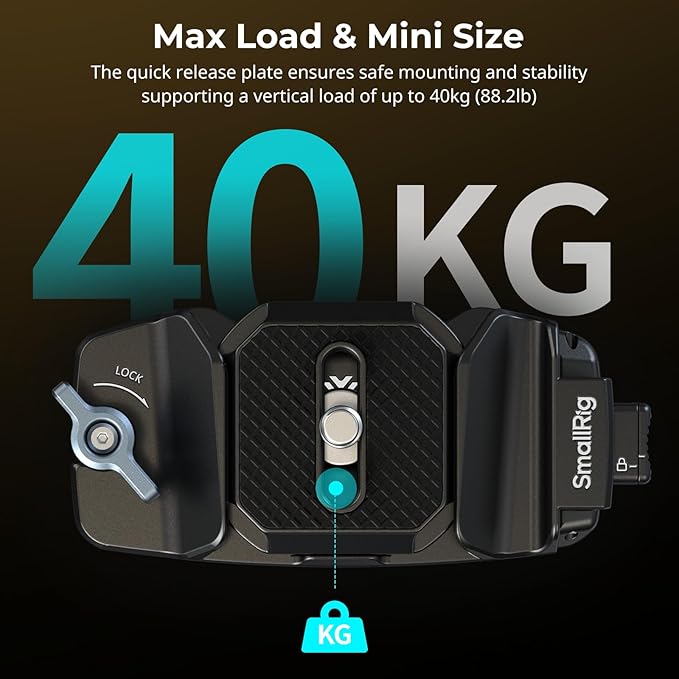 SMALLRIG Camera Clip with Plate, Quick Release System, Max Payload 40kg/88lb