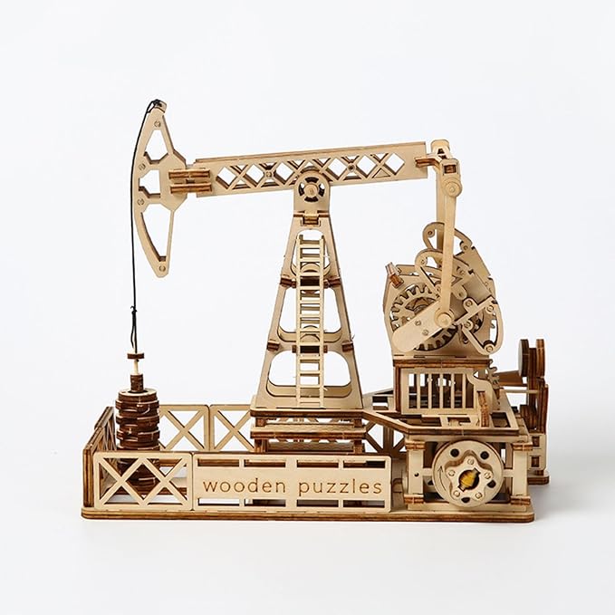 3D Wooden Puzzles Oilfield Oil Pump Model Kits, Brainteaser and Puzzle for Christmas/Birthday,Gifts for Adults and Teens to Build Combination