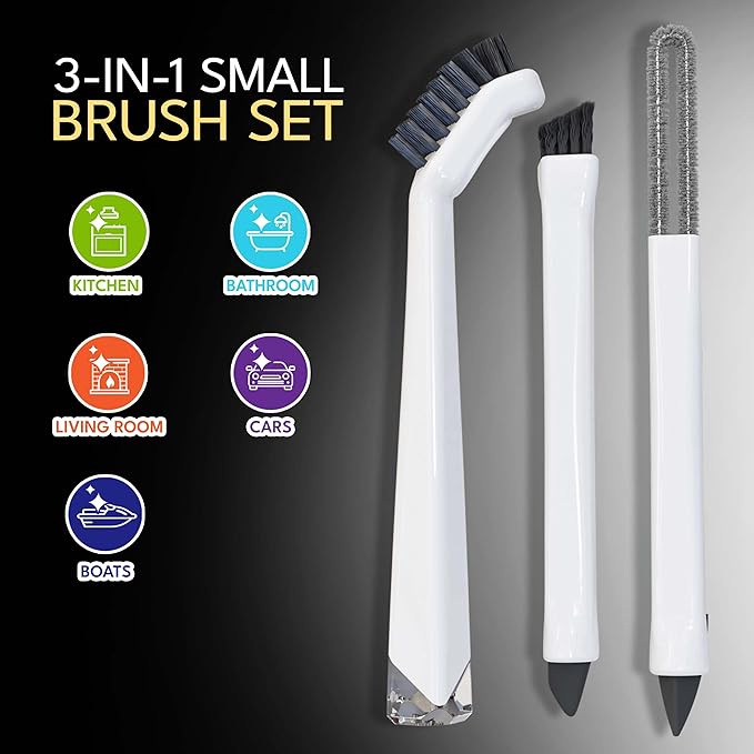 Small Cleaning Brush Set 3pcs—Crevice Brushes