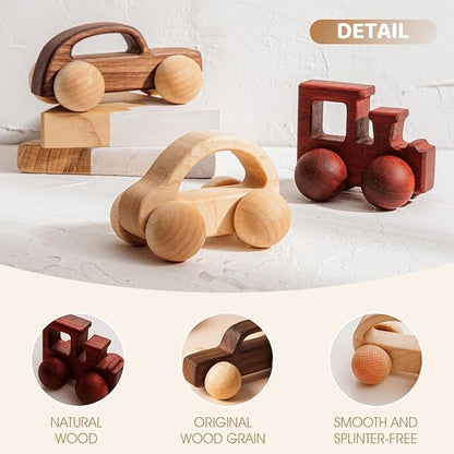 3PCS Wooden Baby Toys, Montessori Toys for Babies 0-6-12 Months, Baby Grasping Toys Push Car Toys for 1 Year Old Boy Birthday Gift #1