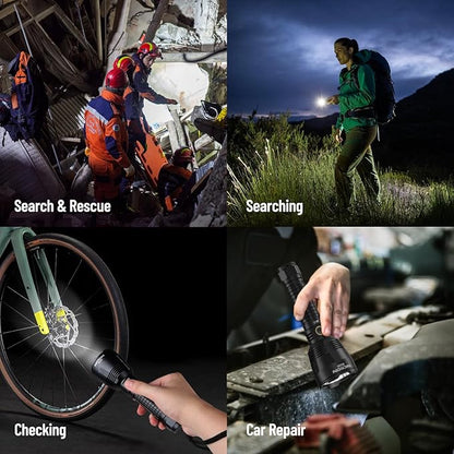 NICRON B200 Rechargeable Flashlights 1600 High Lumens, 3280ft Long Range, Super Bright LED Flashlight Type C Charged, 6 Modes Long Lasting 648 Hours, IPX8 Waterproof for Emergencies, Camping