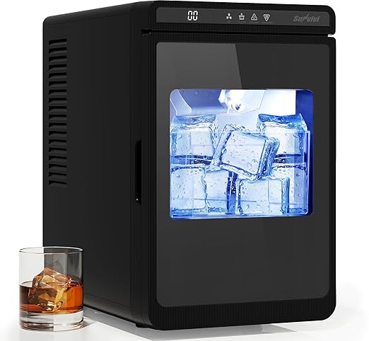 Sunvivi Clear Ice Maker, Compact Countertop Ice Machine, Fast 10-Min Ice