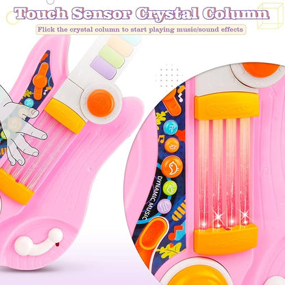 Kids Guitar, Electric Toddler Baby Music Toys for Ages 2-4 with Piano Mode Strap and Lights Child Musical Instruments Ideal for 2+ Year Old Girls Boys Birthday