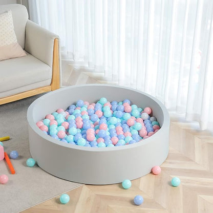 TRENDBOX Extra Large Soft Foam Ball Pit 51.2" x 11.8" (NO Balls) in Large Sponge Round Ball Pool Indoor Round Ball Pits Children Toddler Playpen - Light Gray