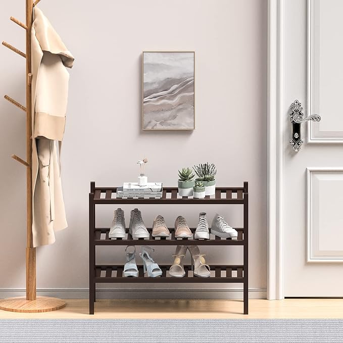 ROMGUAR CRAFT 3 Tier Bamboo Shoe Rack