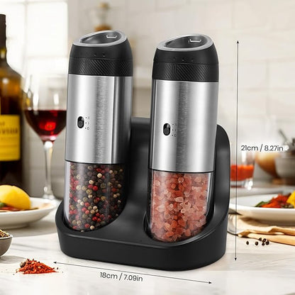 Rechargeable Gravity Electric Salt Grinder Set