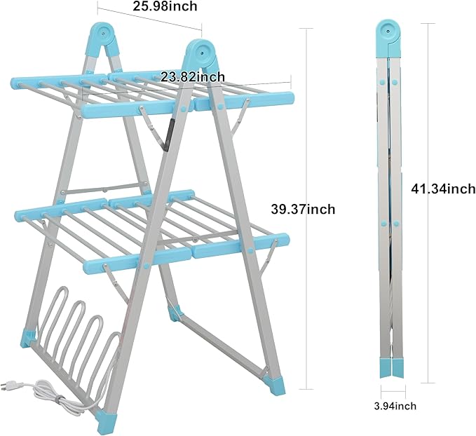 SHARNDY Electric Heated Clothes Drying Rack, Foldable Heated Garment Dryer