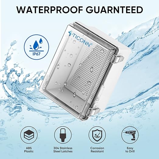 TICONN Waterproof Electrical Junction Box IP67 ABS Plastic Enclosure